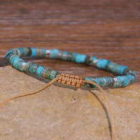 Pulsera De Hilo Tejida Con Piedras Turquesas Naturales Adaptable Para Mujer Regalo Pulsera Étnica De Moda Unisex - details 1
