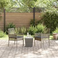 Set de Bistro de Jardín de 3 Piezas con Cojines en Gris de Poliratán - details 2