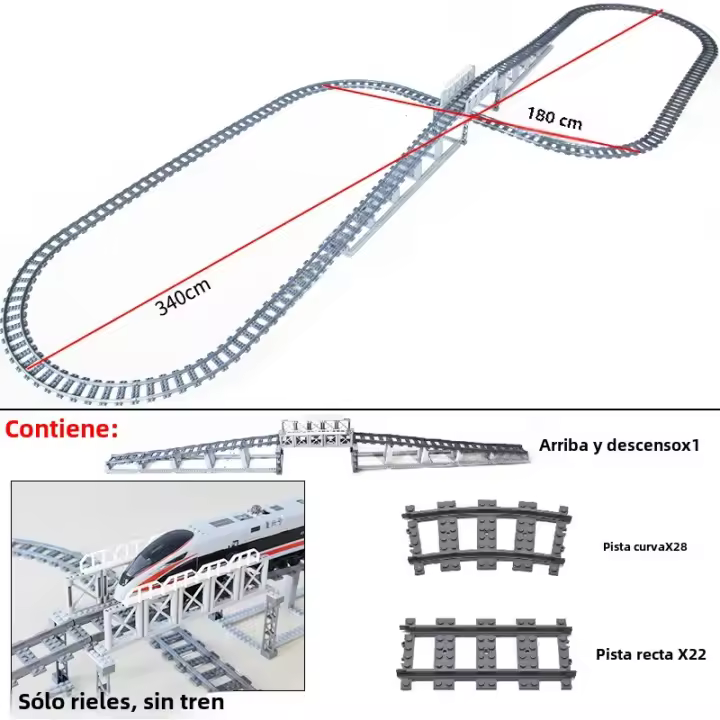 Bloques De Construcción MOC Creativo Para Niños Ideas Expertas Ciudad Vías Ferroviarias Rectas Curvas Cruces De Caminos Bloques DIY Regalo Para Niños - 1