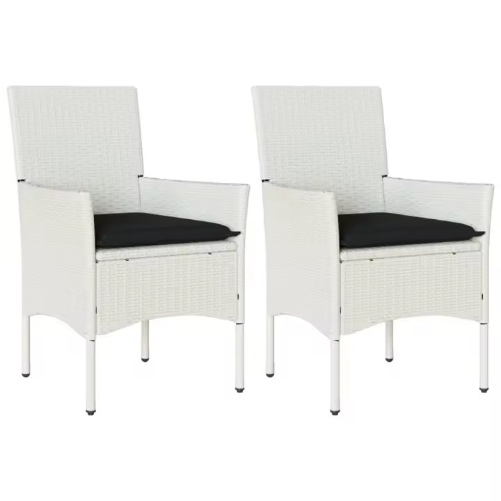vidaXL Sillas de jardín con cojines 2 unidades ratán sintético blanco - 1