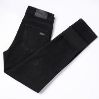 Pantalones Vaqueros Negros Puros Para Hombre Corte Recto Cómodos Elásticos Clásicos Negros Jeans De Negocios Trousers De Denim - details 4