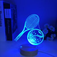 Lámpara De Mesa LED 3D De Madera Con Luz Nocturna De Tenis Cambio De 7 Colores USB Decoración Para El Hogar Regalos Para Fanáticos De Tenis - details 3
