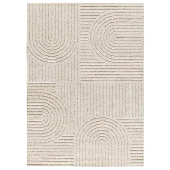 ATTICGO Alfombra de Interior de Estilo Geométrico con relieve en Crema - VERONA 2293 | 80X150, 120X170, 160X230 cm - 1