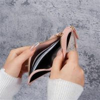 Cartera Para Mujer Color Sólido Delgada Con Botón Cartera Corta Para Tarjetas Y Monedas Funda Para Celular Material PVC - details 2