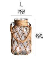 Vaso De Cristal Rustico Colgante Con Correa De Malla Para Flores Secas Decoración De Hogar Para Sala De Estar Y Mesas Transparente Boho Vintage - details 6
