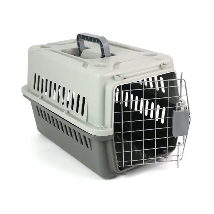 Transportin rigido para mascotas, jaula para perros o gatos transpirable con asa, rejillas metalicas de aireacion, jaula para viajes, autocaravana, uso interiores o exteriores. - 1