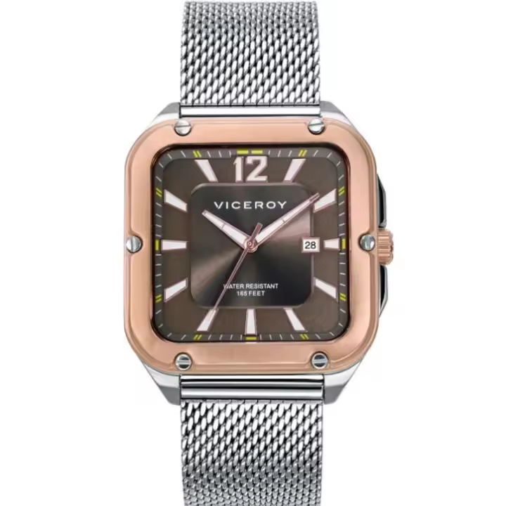 Reloj Viceroy Hombre Cuadrado Bicolor con Malla Milanesa - 401323-15, Estilo Casual - 1