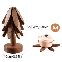 Juego De 4/1 Trivets De Madera Para Platos Calientes Almohadilla De Aislamiento En Forma De Árbol Para Tetera Y Ollas Calientes Moderno Sin Químicos Peligrosos - details 11