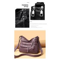 Nueva Bolso De Hombro Para Mujer En Cuero Lavado Gran Capacidad Bolso Transversal Suave Estilo Coreano Para Damas De Mediana Edad - details 2
