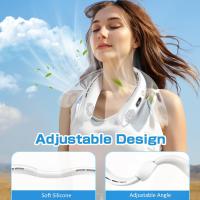 Ventilador de Cuello,Portátil Mini Ventilador Cuello,Ventilador USB Recargable Bateria Silencioso Sin Aspas con LCD,Flujo de Aire 360°,3 Velocidades,Regalo para Mujeres,Hombres(Blanco) - details 1