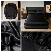 UPzo Sábana De Lujo En Satén De 3 Piezas Color Sólido Fundas Para MESA Y Almohadas Cubiertas Para Cama Con Banda Elástica En Los Cuatro Esquinas - details 2
