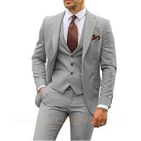 Traje De Boda Para Hombre Nueva Luz Gris 3 Piezas Conjunto De Traje Formal Vestido De Negocios Con Chaleco Y Pantalones - details 6