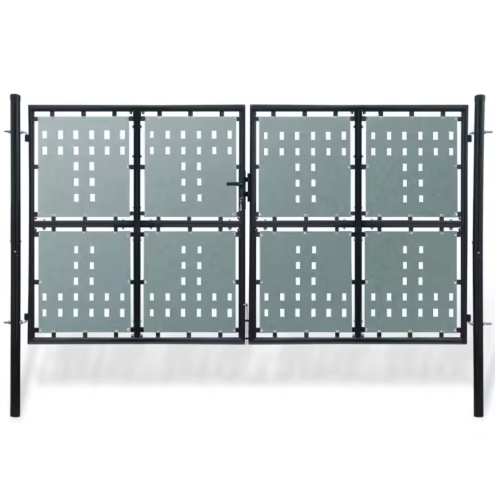 vidaXL Puerta de valla de jardín negra 300x200 cm - 1