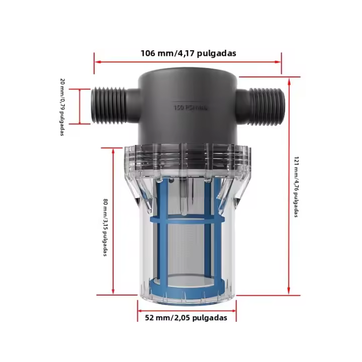 Filtro De Agua Externo De 1/2 Pulgada 20 Tubos De Agua 304 Acero Inoxidable Filtro Previo Tubo De Agua De Plástico Transparente - 1