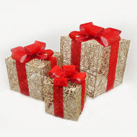 3PCS Caja De Regalo Navideña Con Luz Y Lazo LED Decoración Festiva Para Interior Y Exterior Material Plástico - details 4