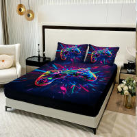 3PC Juego De Sábanas Para Cama Con Diseño De Juego Colorido Y Brillante 1 Sábana De Encaje + 2 Fundas Para Almohadas Técnica De Impresión Digital Adecuado Para Todas Las Estaciones - details 1