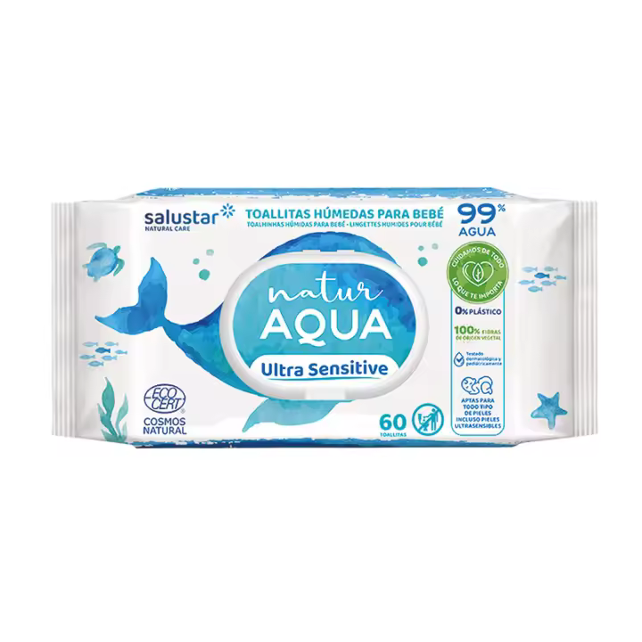PACK AHORRO - 12 x 60 unidades Toallitas húmedas salustar aqua Brevia - 1