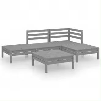 VIDAXL 3082624 set de muebles de jardín por 5 piezas de madera maciza de pino color gris vida xl - 1