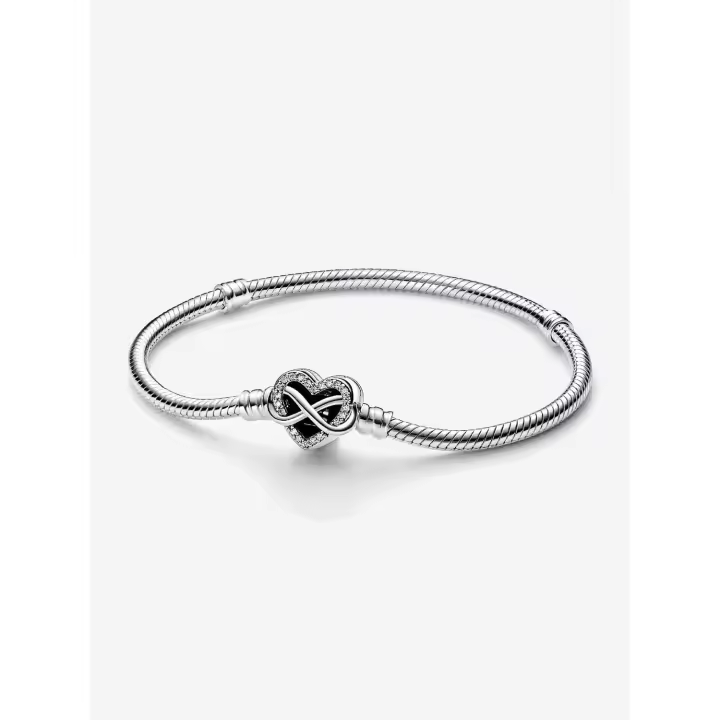 Pandora - Pulsera de Cadena de serpiente con Cierres de corazón infinitale brilliant Moments - Plata de Ley - 1