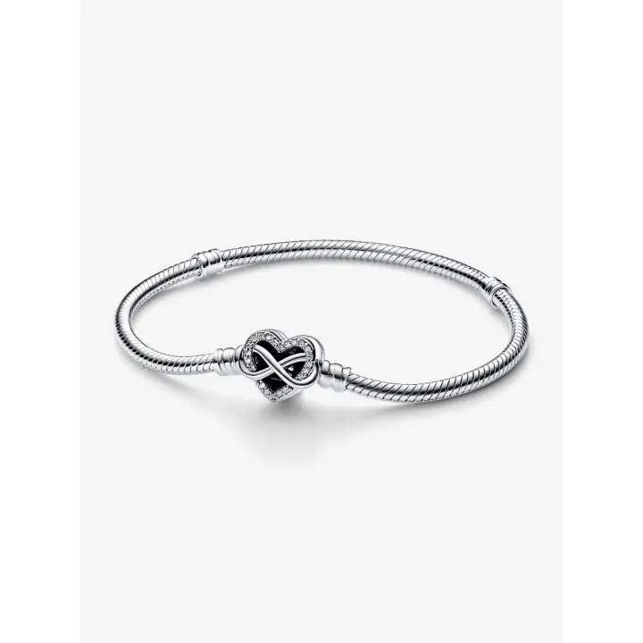Pandora - Pulsera de Cadena de serpiente con Cierres de corazón infinitale brilliant Moments - Plata de Ley - 1