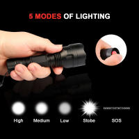 Linterna LED Superpotente 5 Modos De Iluminación L2 Torcha Para Ciclismo Nocturno Camping Senderismo Caza Y Actividades Internas Usar 18650 Negro Material De Aluminio - details 9