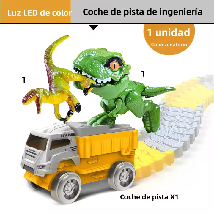 Coche De Dinosaurio Eléctrico Juguete Educativo Para Niños Con Vías Flexibles Y Pista De Climbaje Juguetes Interactivos Para Niños Mayores De 4 Años - 1