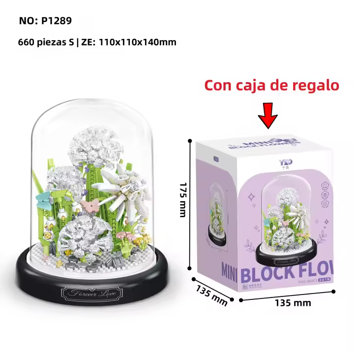 Bloques De Construcción Micro Bricks Eterna Flor Con Cubierta Antipolvo Decoración De Escritorio Juguete De Puzzle Para Niños - 1