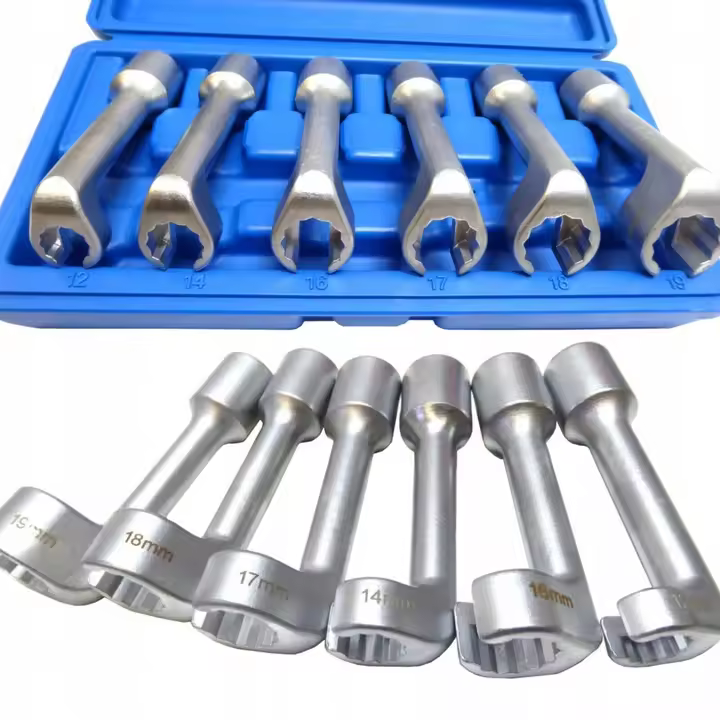 JUEGO LLAVES VASOS ABIERTOS PARA INYECTORES MOTOR DIESEL DE 12 CARAS PARA CARRACA 1/2'' - 1