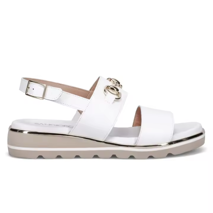 Sandalias para mujer Sangiorgio de piel blanca con horsebit 106230 - 1
