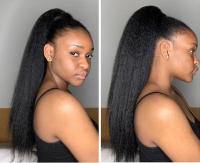 C Cola De Caballo Brasileña Afro Rizada Y Lisa Con Cordón Extensions De Cabello Humano Natural Racily Hair 100% Remy Clip-In - details 0