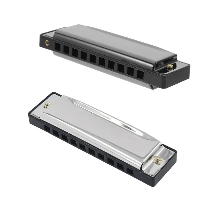 Harmonica Diatónica Mayor Blues En Clave C Con 10 Agujeros Y 20 Tonos Para Jazz Y Folk Con Estuche Rígido Para Principiantes Adultos Y Estudiantes Silvery/Black - 1