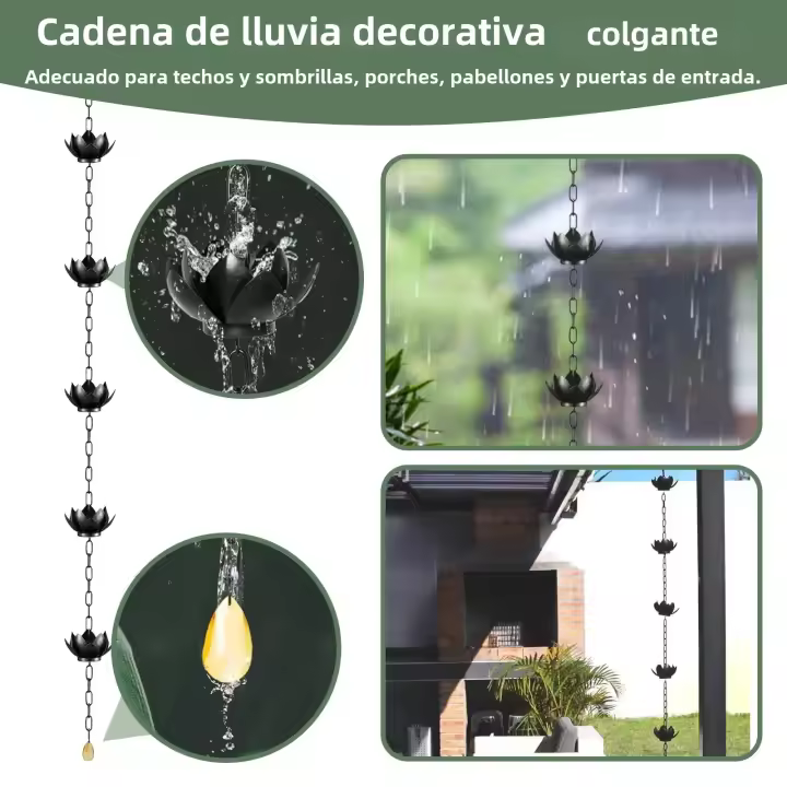 Cadena De Lluvia Negra Ajustable Para Exterior Con Adaptador Reemplazo De Tazas Para Alcantarillado Decoración Para Hogar - 1