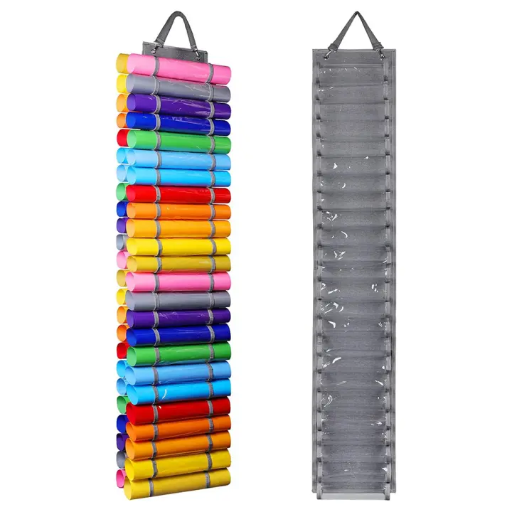 Organizador De Vinilo PVC Con 48 Compartimentos Para Rollos De Vinilo De Artesanía Soporte De Almacenamiento Colgante Para Espacios Limitados - 1