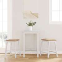 vidaXL Sillas de bar con cojines 2 uds madera maciza marrón caucho en color Marrón y claro/blanco y natural/Blanco y marrón y más | cómodas modernas ergonómicas para comedor cocina salón hogar - details 2