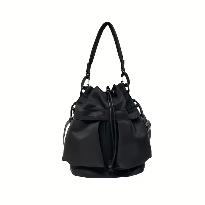 Bolso De Hombro Para Mujer En Nylon Con Correa Ajustable Y Cierre De Cordón Gran Capacidad Múltiples Colores Duradero Poliéster - 1