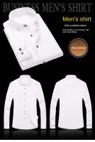 Camisa De Manga Larga Para Hombres Estilo Coreano Negocios Slim Fit Color Sólido Algodón Delgado Para Primavera Otoño - details 0