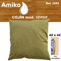 COJIN AMIKO CON CREMALLERA COLOR VERDE 42X42 CMS - details 0