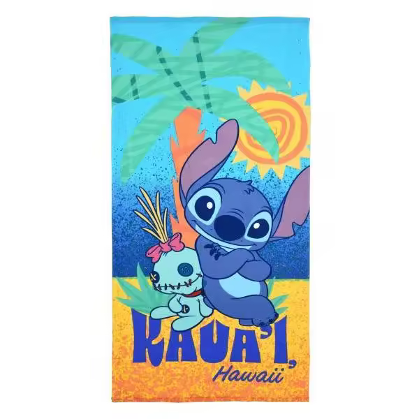 New Import - Toalla Infantil Stich - Microfibra Estampado - 100% Poliéster 70x140cm - Ideal para la Playa o Piscina - 1