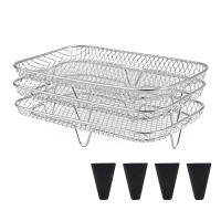 Rack De Asado 3 Capas En Acero Inoxidable Almacenable Soporte Para Carne Fácil De Limpiar Con Base De Silicona Accesorios De Cocina - details 0