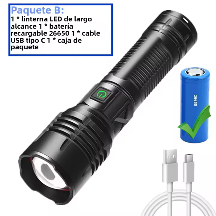 Linterna LED Recargable KENSUN De Alta Potencia Con Luz De Extremo Corta Para Exteriores Resistente Al Agua Con Batería De Litio Para Camping Pesca Y Deporte - 1