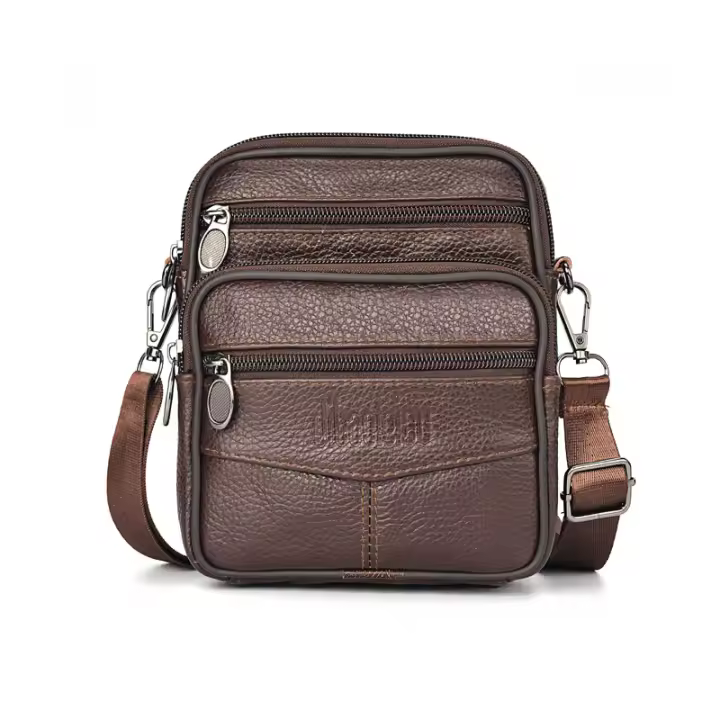 Bolso Bandolera Hombre De Cuero Genuino Nueva Vertical Multifuncional Bolso De Hombre Estilo Casual Viaje Mensajero - 1