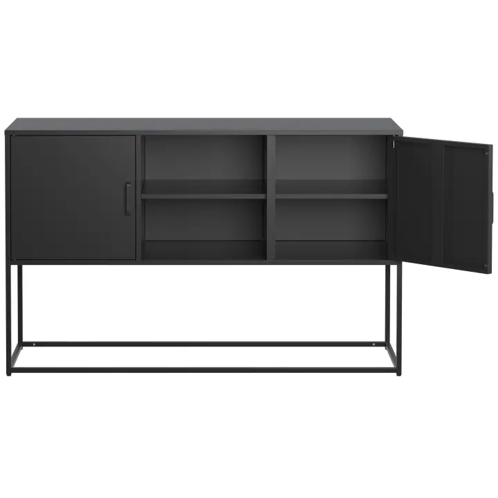 Decorativo de metal Negro, aparador y Caja Fuerte de Casillero, Estructura metálica robusta con elegante color Negro, H 75 cm x W 120 cm x P 40 cm - 1