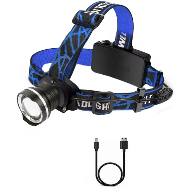 Linterna Frontal LED De Aleación De Aluminio 4-Modos Zoom Potente Recargable 18650 Impermeable Para Camping Caza - 1