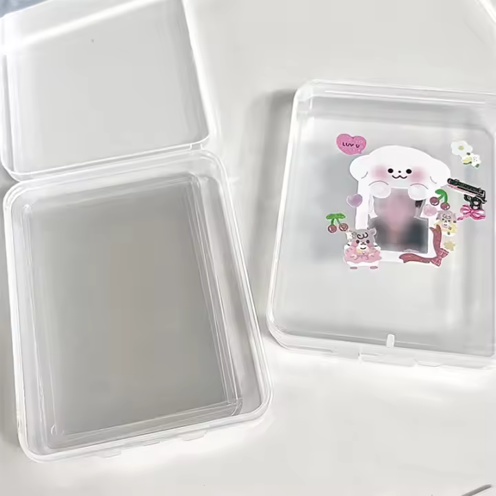 Caja De Almacenamiento Transparente De Plástico INS Para Tarjetas Fotocards Organizador De Escritorio Caja De Classificación Para Suministros Escolares Y Oficina - 1