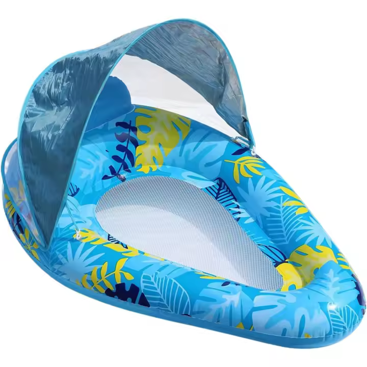 Flotadores de piscina para adultos, flotador de piscina con toldo, balsa resistente, gran sala de agua, juguetes al aire libre para natación, lago, playa, patio trasero - 1
