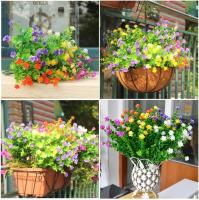 Plantas de Flores Artificiales, Plantas Artificiales de plástico,Flor Falsa,15 Piezas de Flores Artificiales, arbustos Resistentes a los Rayos UV, Plantas colgantes para Interiores y Exterior, decoración de Fiesas en El Jardín del Hogar (Colores Mix) - details 1