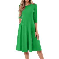 Vestido Largo De Manga Larga Para Mujer Casual Suéter Con Bolsillos Estilo Swing Suelto Cuello Redondo Color Sólido Vestido Robe - details 10