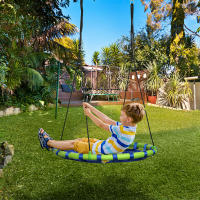 Outsunny Columpio Infantil Nido con Altura Ajustable Columpio Redondo de Árbol para Niños de 3-8 Años Carga 150 kg para Exterior Ø100x120-180 cm Azul - details 1