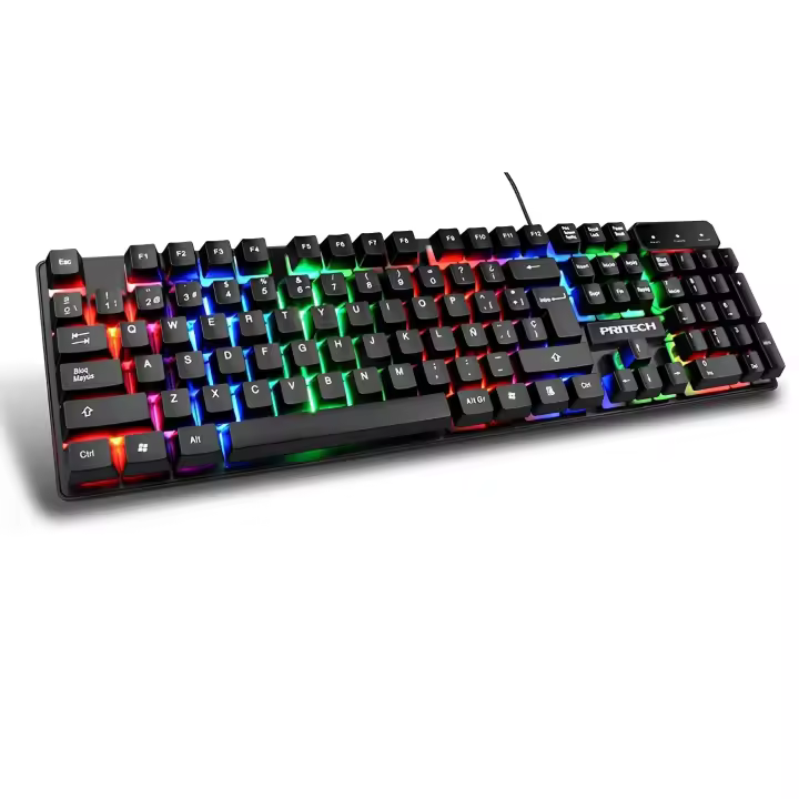 Teclado Gaming Español con Luces LED para Jugar con Cable USB para Gamers y Oficina - 1