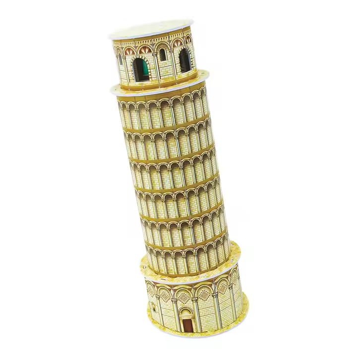 DAM. Puzle 3D de cartón de la Torre de Pisa situada en Italia. 8 piezas. 9x9x23cm. - 1